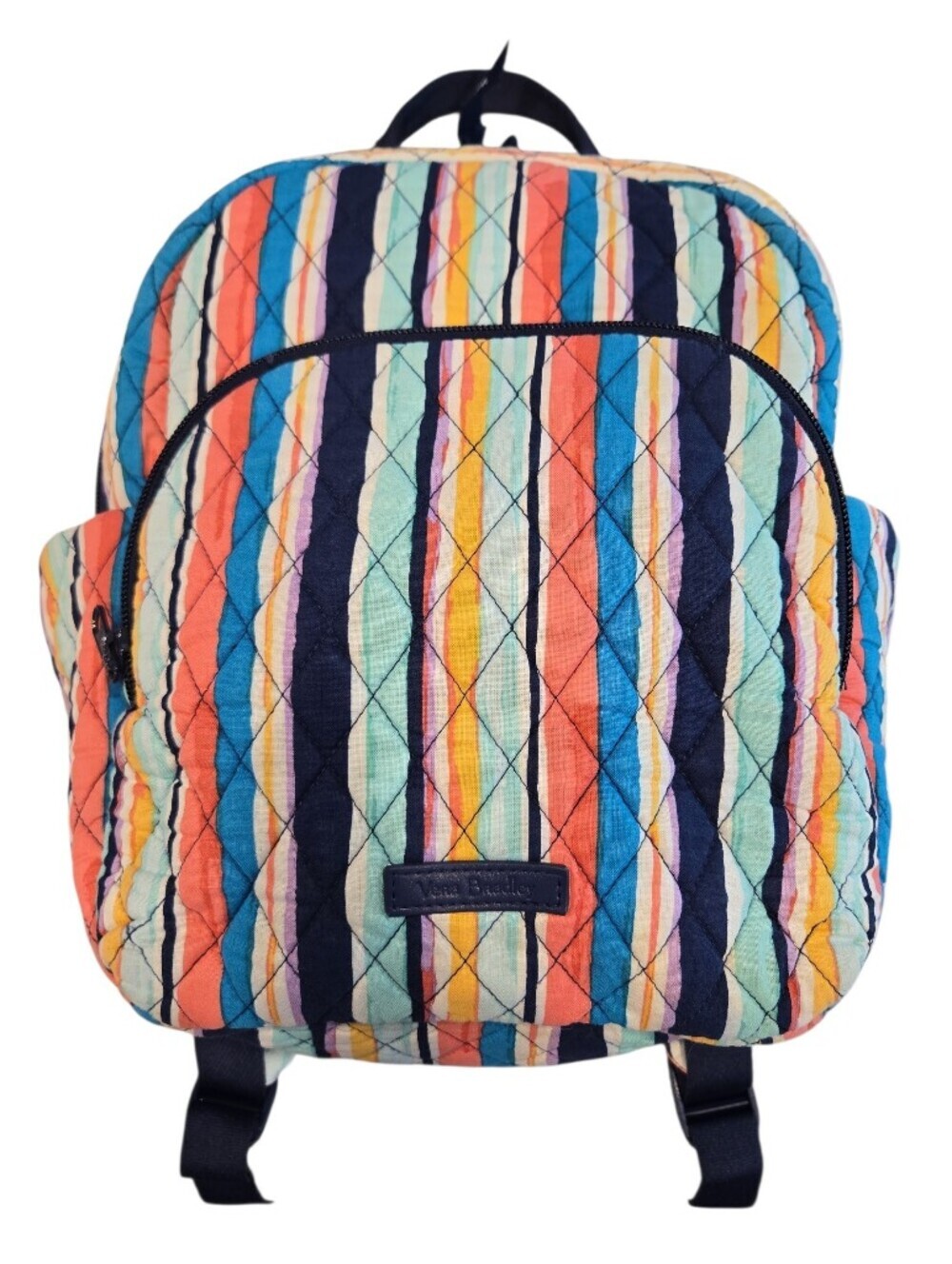 VERA BRADLEY "CABANA STRIPE" PATTERN ESSENTIAL COMPACT BACKPACK  MULTI- COLOR